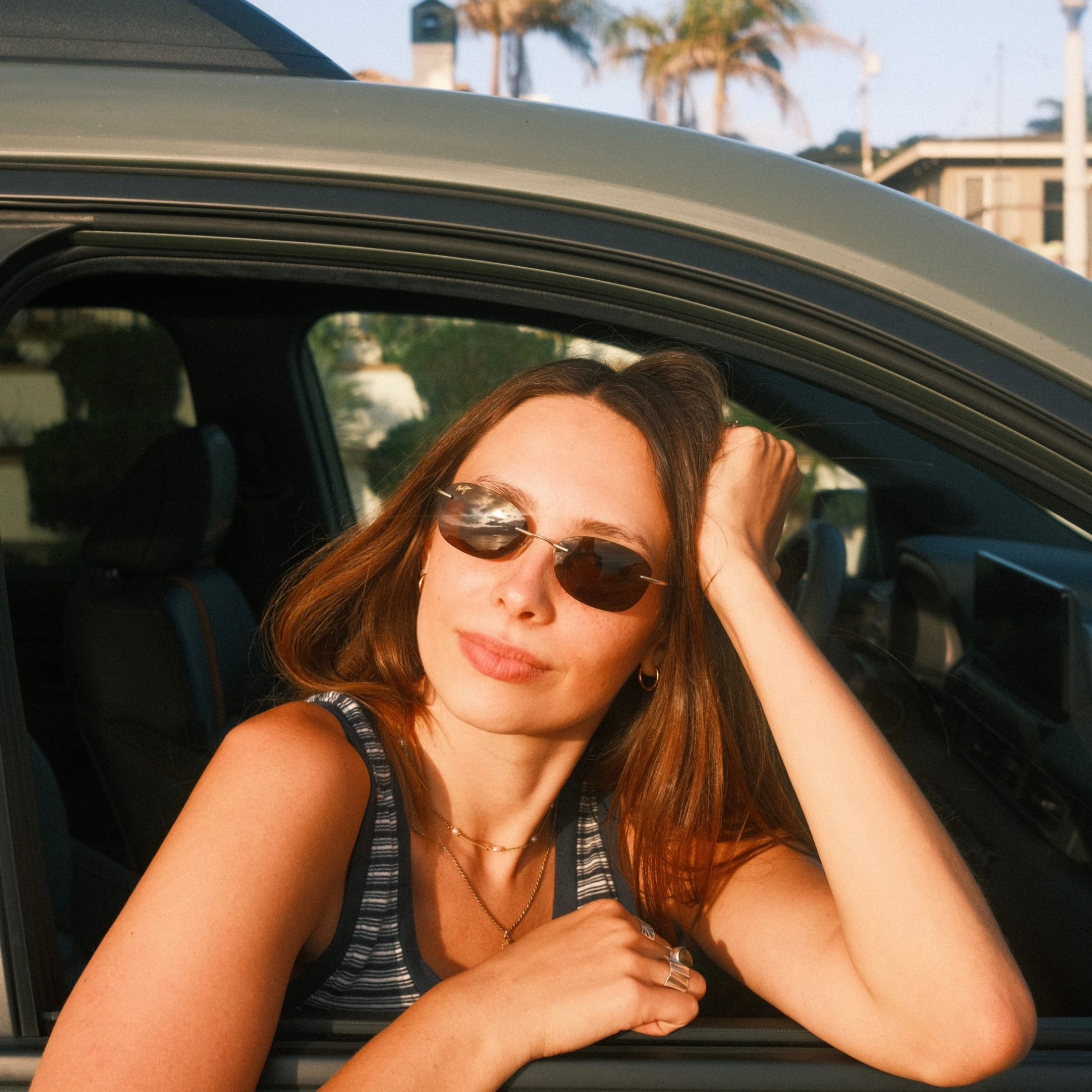 Striped Tank Top Outfit Idea — Sunglasses