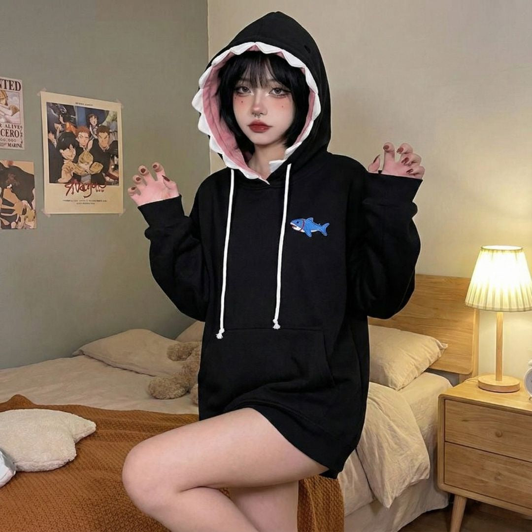Cute Femboy Loungewear with Shark Fin Hoodie Cute Femboy Loungewear with Shark Fin Hoodie — Femboy Outfits