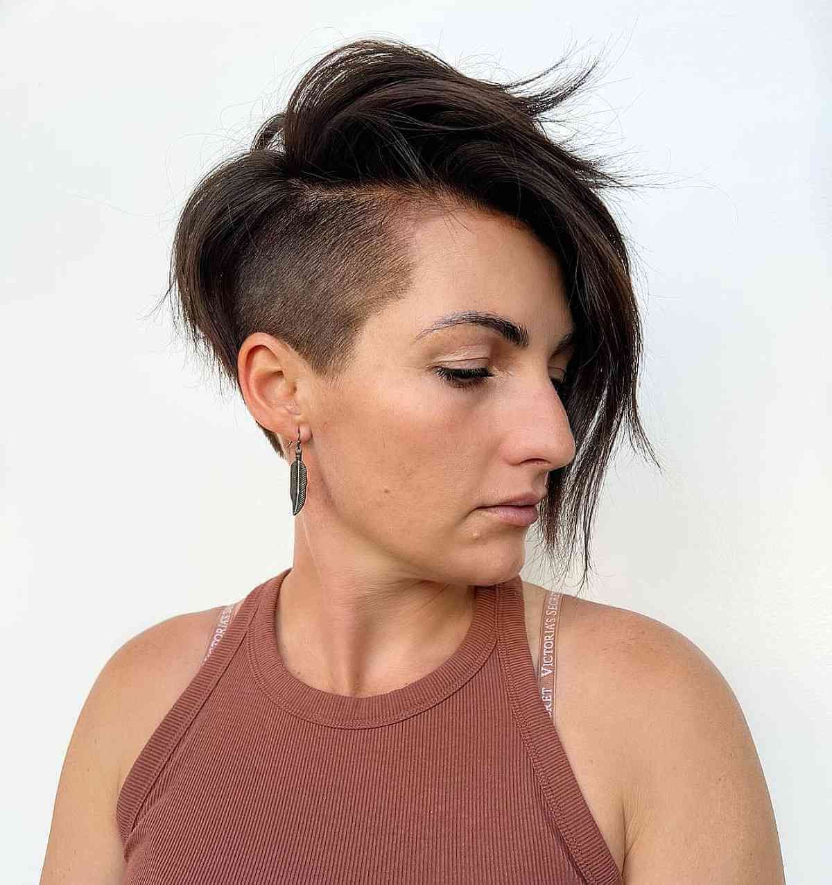 Asymmetrical Pixie with Deep Side Part — Undercut Hairstyles for Women