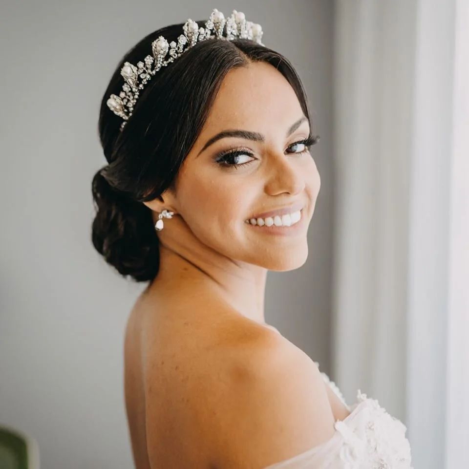 Sleek Low Bun with Delicate Tiara — Wedding Hairstyles with Tiara