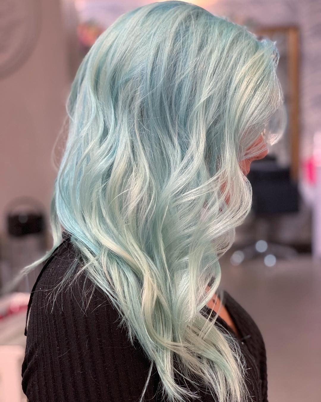 Soft Sky Blue Mid-Back Waves Soft Sky Blue Mid-Back Waves — Sky Blue Hair
