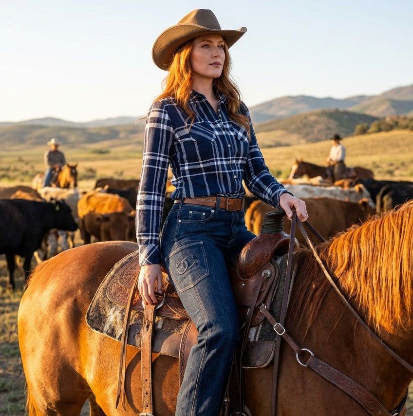 Plaid Flannel Shirt and Jeans for Horseback Riding — Ranch Outfits