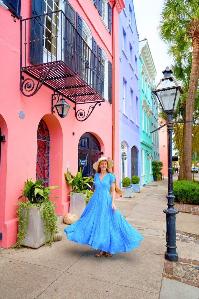 Vibrant Blue Cotton Maxi Dress for Sightseeing — Charleston Outfits