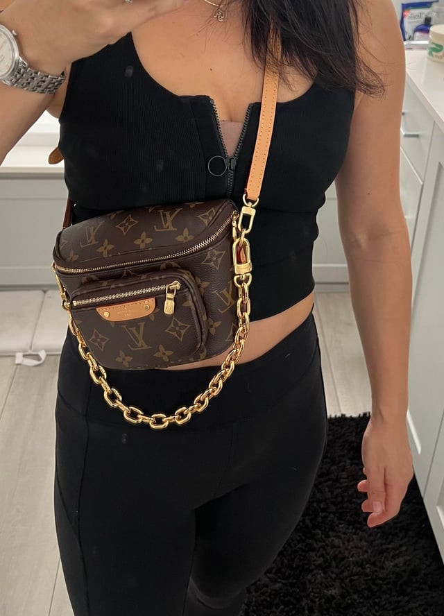 Athleisure Edge: Cropped Tank, Leggings, and Mini Bumbag Athleisure Edge: Cropped Tank, Leggings, and Mini Bumbag — Louis Vuitton Bag Outfits