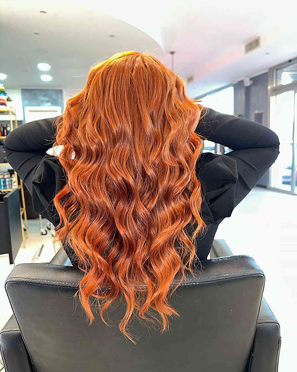 Vibrant Orange Wavy Mid-Back Vibrant Orange Wavy Mid-Back — Orange Hair
