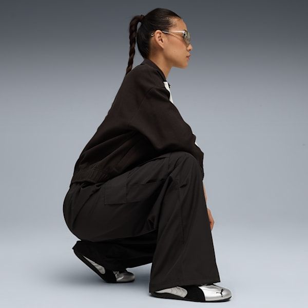 Modern Sporty: Cargo Pants, Bomber Jacket, and Silver Speedcats Modern Sporty: Cargo Pants, Bomber Jacket, and Silver Speedcats — Puma Speedcat Outfits