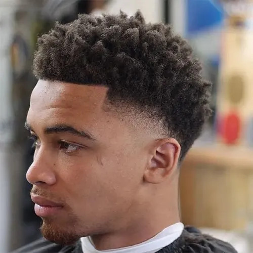 Textured Natural Curls Visual Idea — Mid Taper Fade