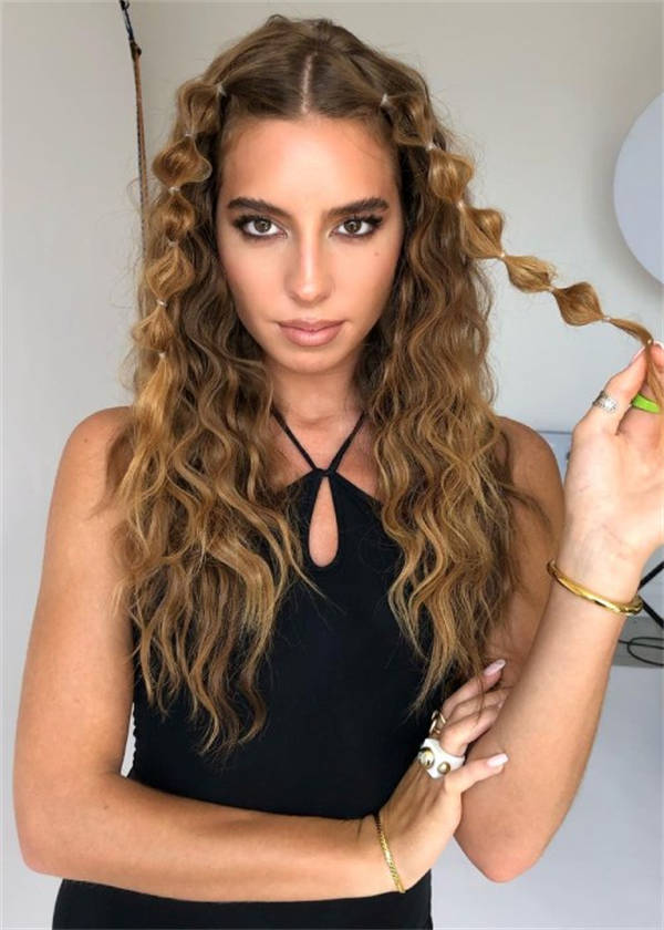 Honey Blonde Wavy Bubble Braids Honey Blonde Wavy Bubble Braids