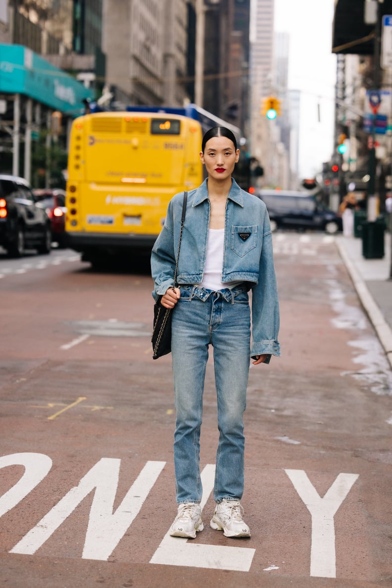 Casual Cropped Denim Jacket with Tank and Straight Leg Jeans Casual Cropped Denim Jacket with Tank and Straight Leg Jeans — Jean Jacket Outfits