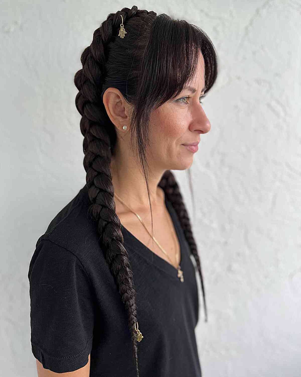 Intricate Braids Formed Into Buns Intricate Braids Formed Into Buns — Pigtails