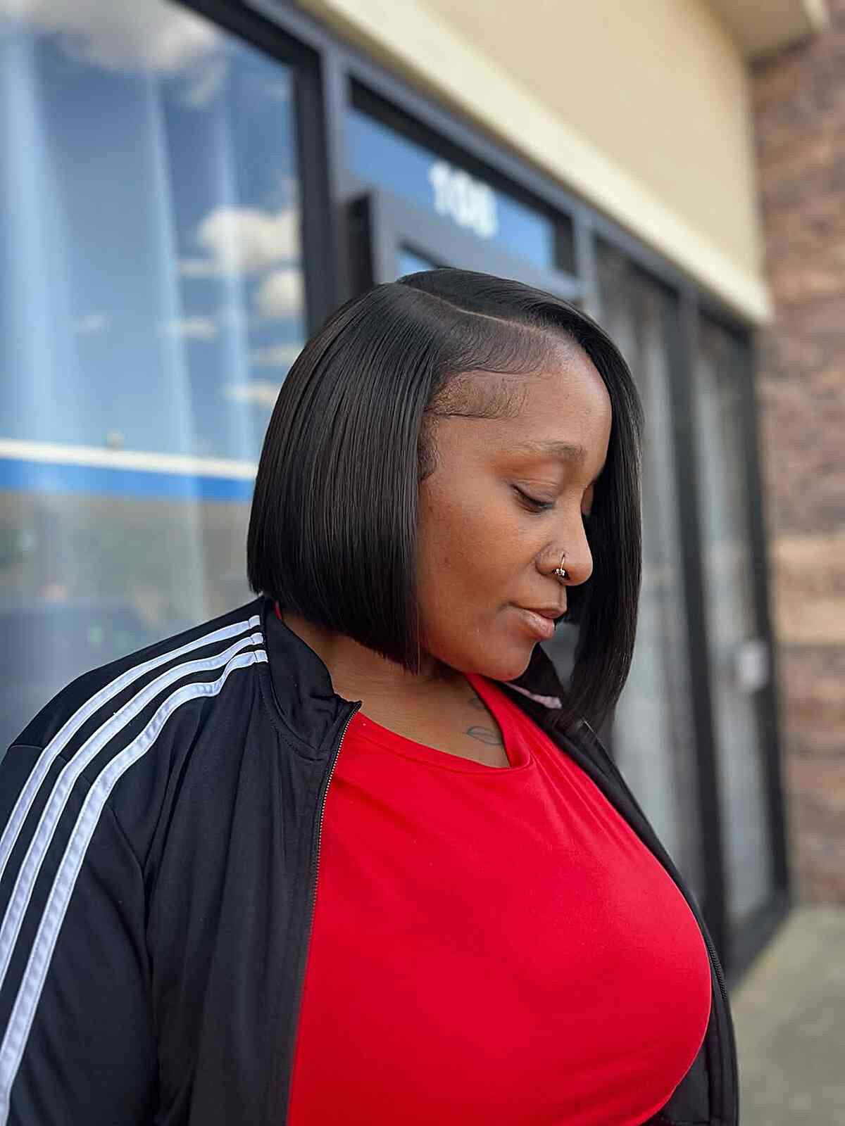 Chin Length Black Bob With Side Sweep Chin Length Black Bob With Side Sweep — 27 Piece Hairstyles
