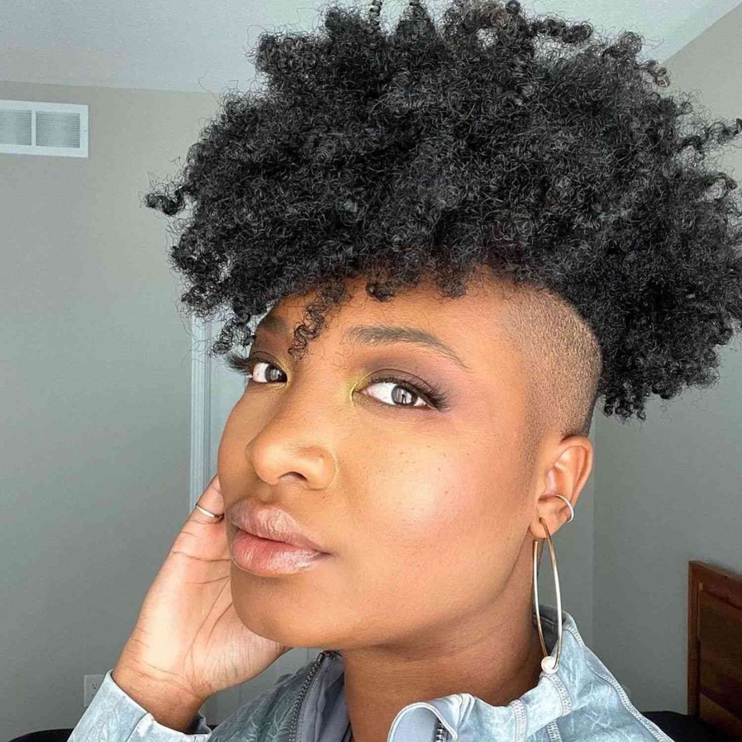Tapered Sides with Voluminous Curls — Tapered Cut for Black Women