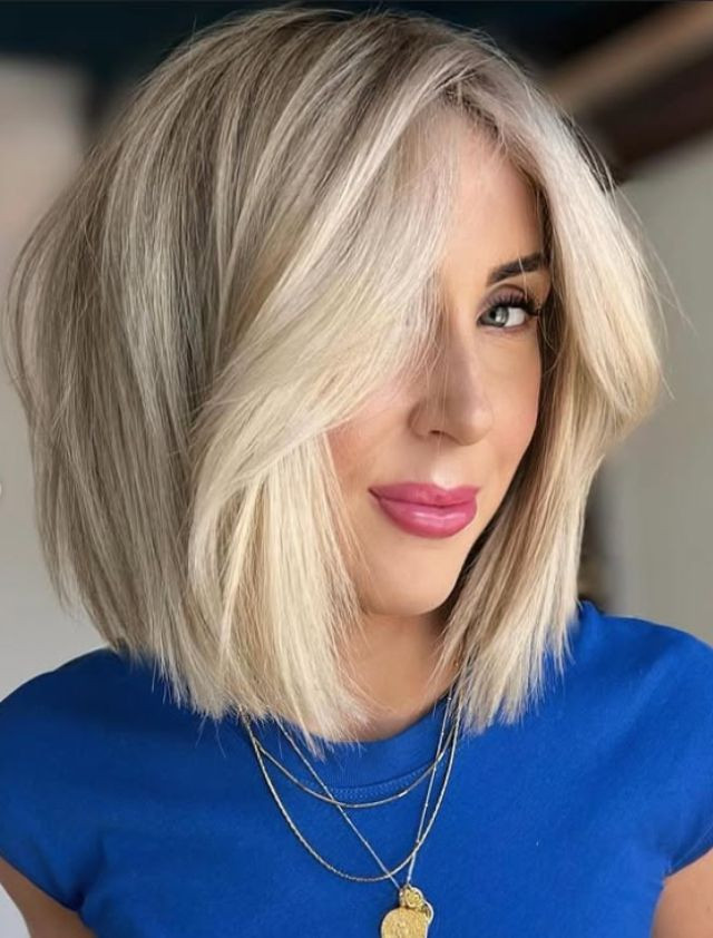 Ash Blonde Long Bob With Voluminous Curtain Bangs — Hairstyles for Growing Out Bangs