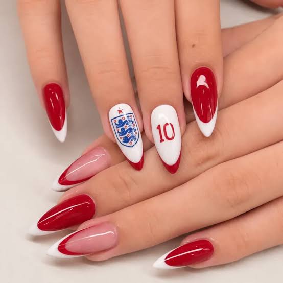 Classic French with English Crest and '10' Classic French with English Crest and '10' — Soccer Nails