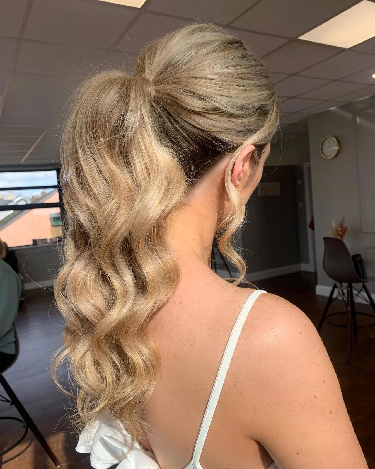 Defined Spiral Curls in Ash Blonde Defined Spiral Curls in Ash Blonde — Curly High Ponytail