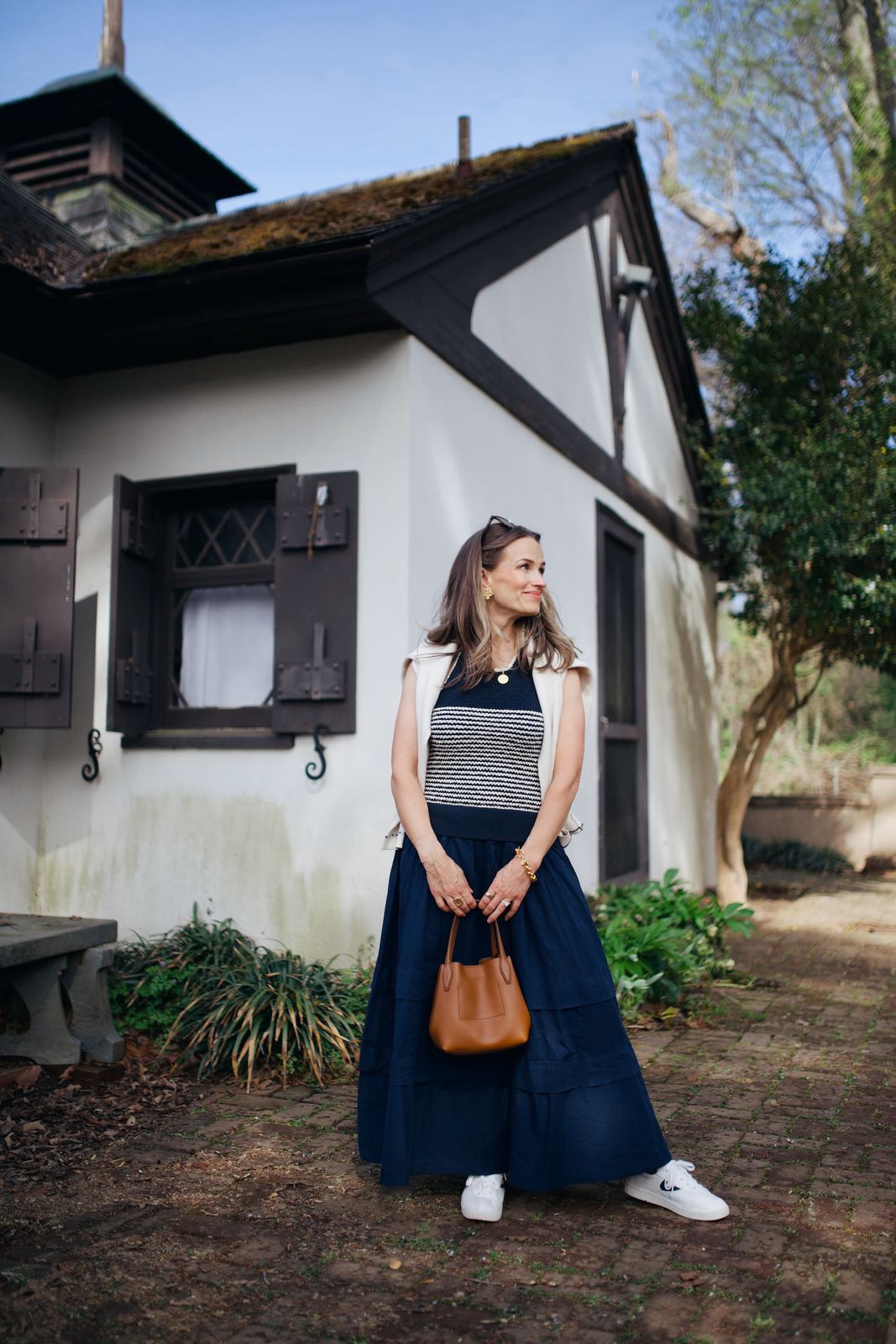 Casual Tiered Skirt and Vest for Daytime Travel Casual Tiered Skirt and Vest for Daytime Travel — Road Trip Outfits