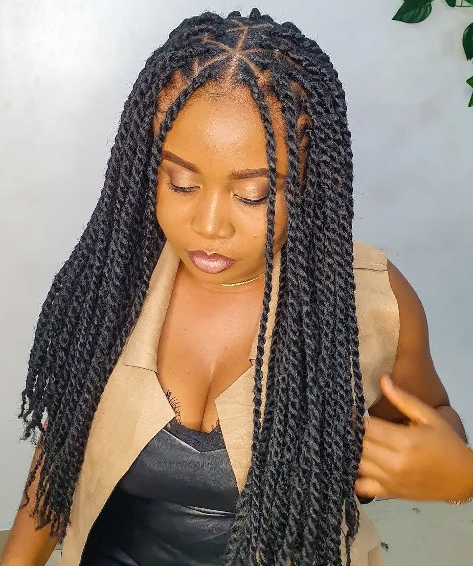 Loose Twists With Neat Middle Parting — Marley Twists