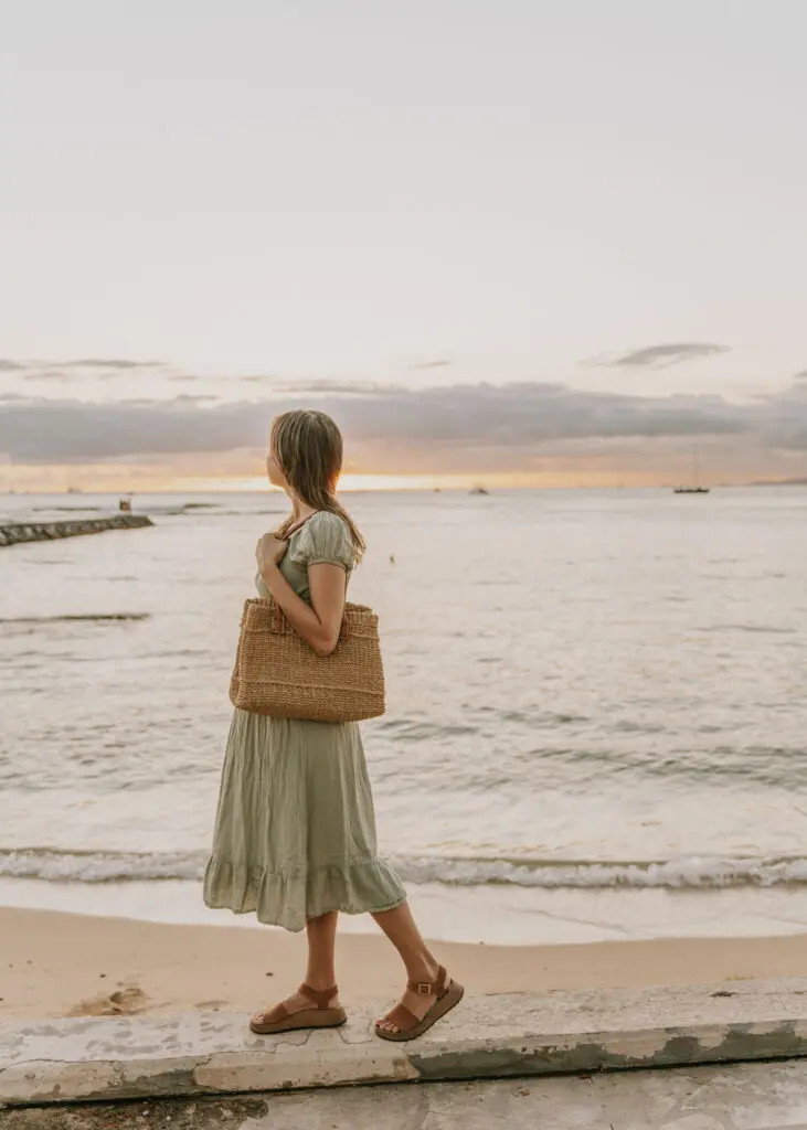 Sage Green Midi Dress for Relaxed Beach Walks Sage Green Midi Dress for Relaxed Beach Walks — Oahu Outfits