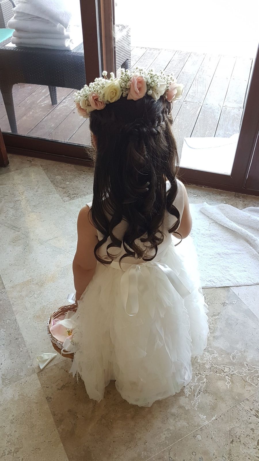 Updo With Braids And Curls Flower Crown Visual Idea Updo With Braids And Curls Flower Crown Visual Idea — Flower Girl Hairstyles