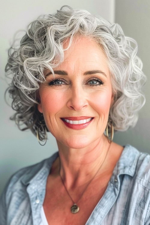 Chin Bob With Volume Chin Bob With Volume — Gray Curly Hair