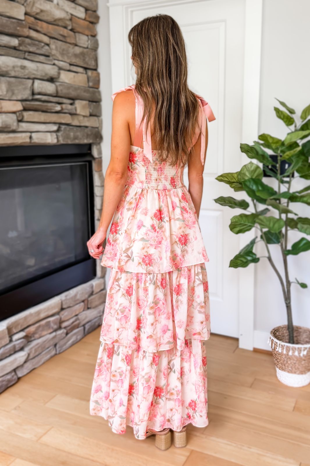 Tie Strap Floral Tiered Maxi Dress for Summer Outings — Tiered Dresses