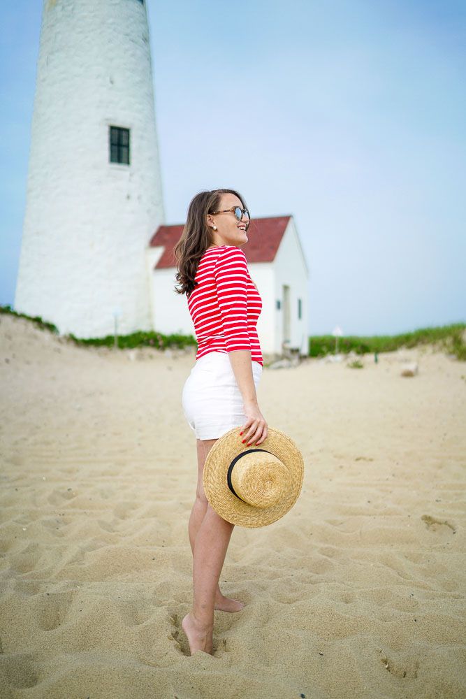 Seersucker Shirtdress with Tote Bag and Sunglasses Seersucker Shirtdress with Tote Bag and Sunglasses — Cape Cod Outfits