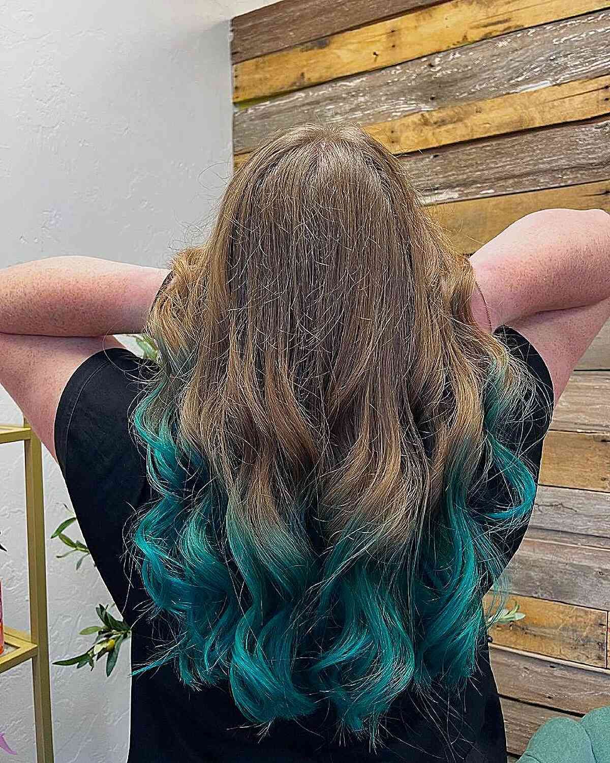 Brown Base With Teal Ombre Visual Idea Brown Base With Teal Ombre Visual Idea — Mermaid Hair