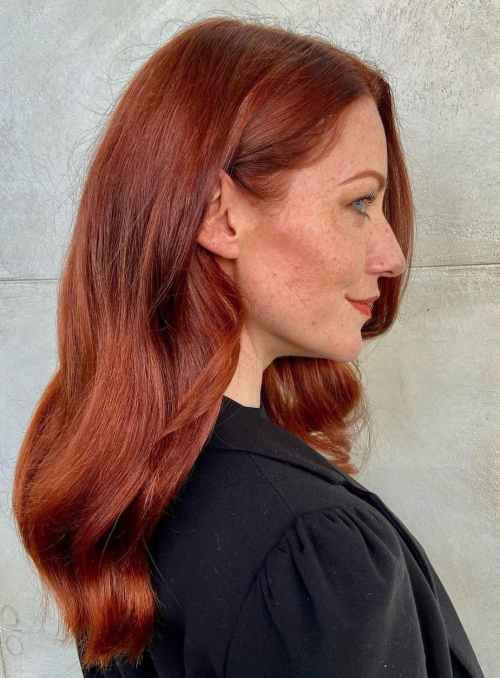 Collarbone Copper Red With Highlights Collarbone Copper Red With Highlights — Ginger Hair