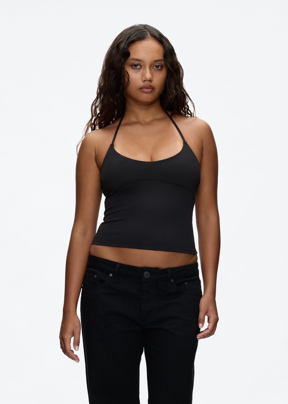 Simple Fitted Halter Top with Dark Jeans — Halter Tops