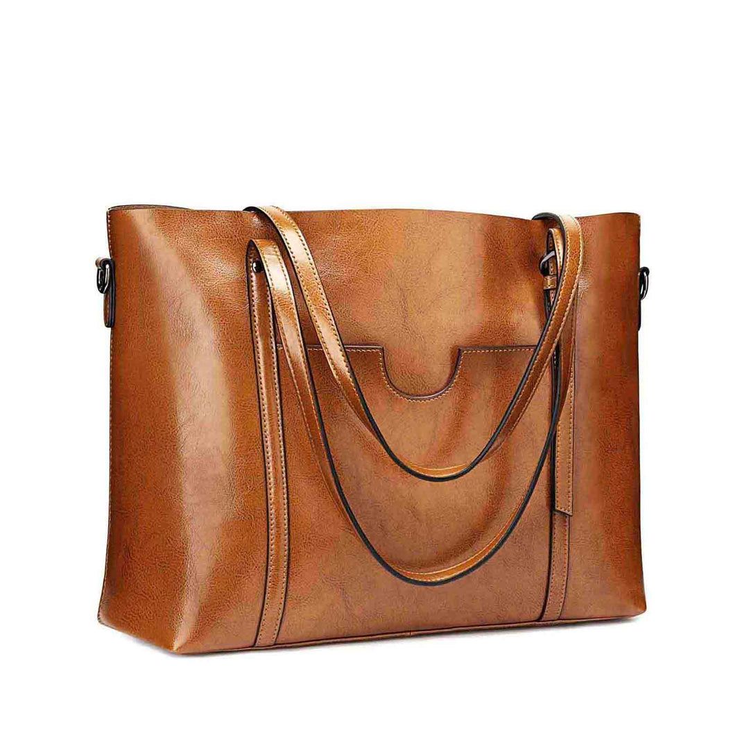 Tan Tote with Dual Strap Design Tan Tote with Dual Strap Design — Work Bags for Women