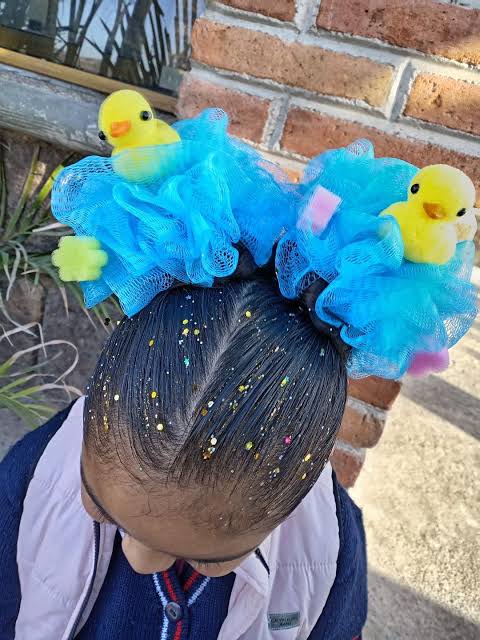 Whimsical Loofah and Ducky Buns — Crazy Hair Day Ideas