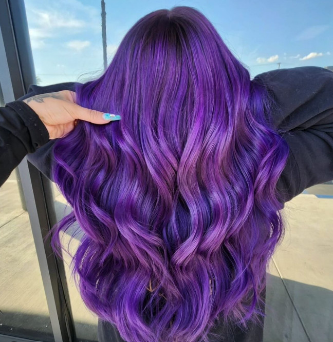 Long Layers Visual Idea — Purple Hair
