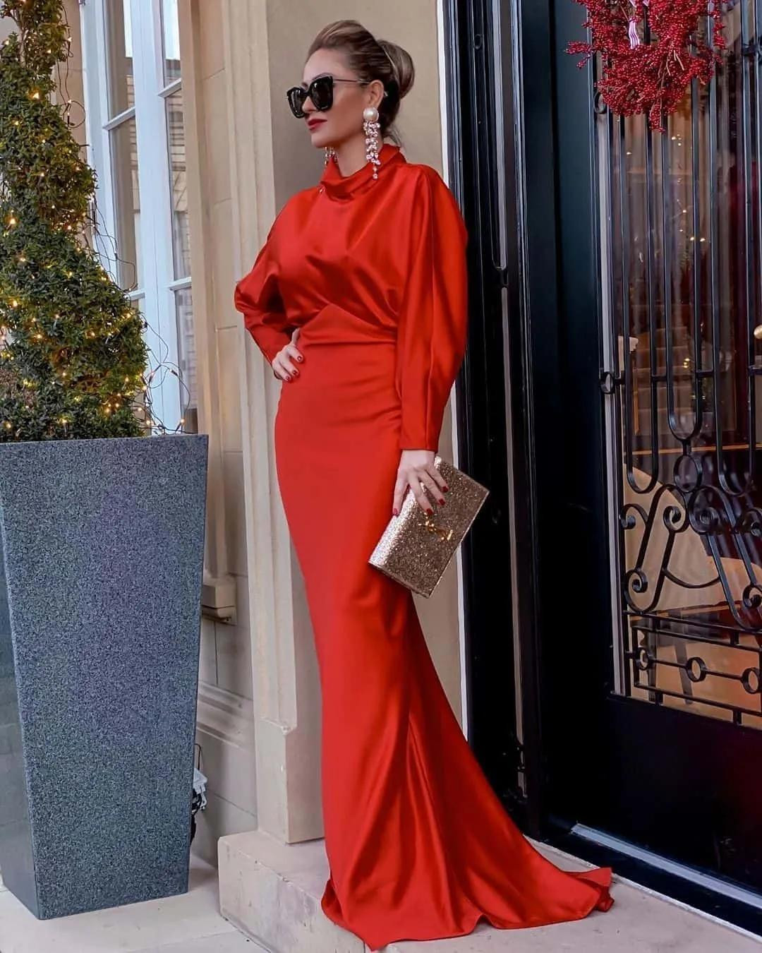 Statement Red Gown with a Shimmering Embellished Clutch — Clutch Outfits
