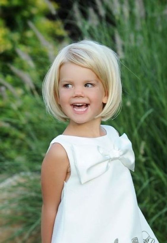 Shoulder Length Light Blonde Blunt Bob — Kids Haircuts