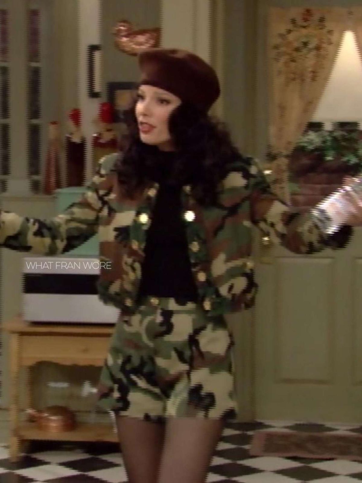 Camouflage Chic: Jacket, Shorts, and Red Pumps Camouflage Chic: Jacket, Shorts, and Red Pumps — Nanny Outfits