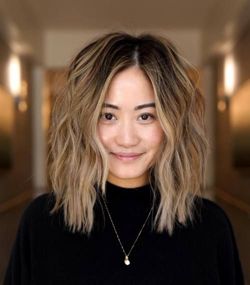 Dark Brown With Balayage Visual Idea — Haircuts for Round Faces