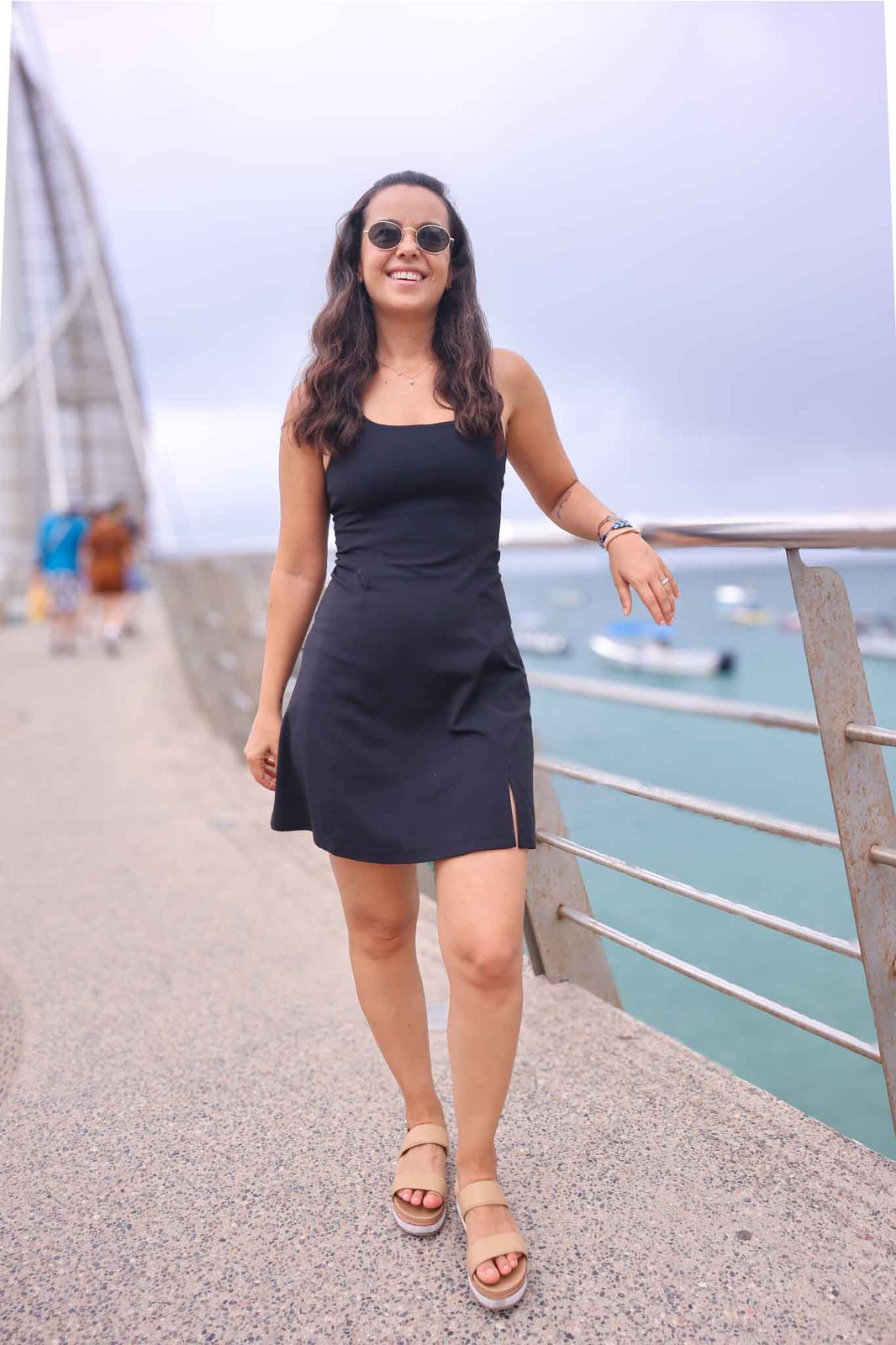 Sleek Black Mini Dress with Platform Sandals for a Chic Night Out — Mexico Vacation Outfits