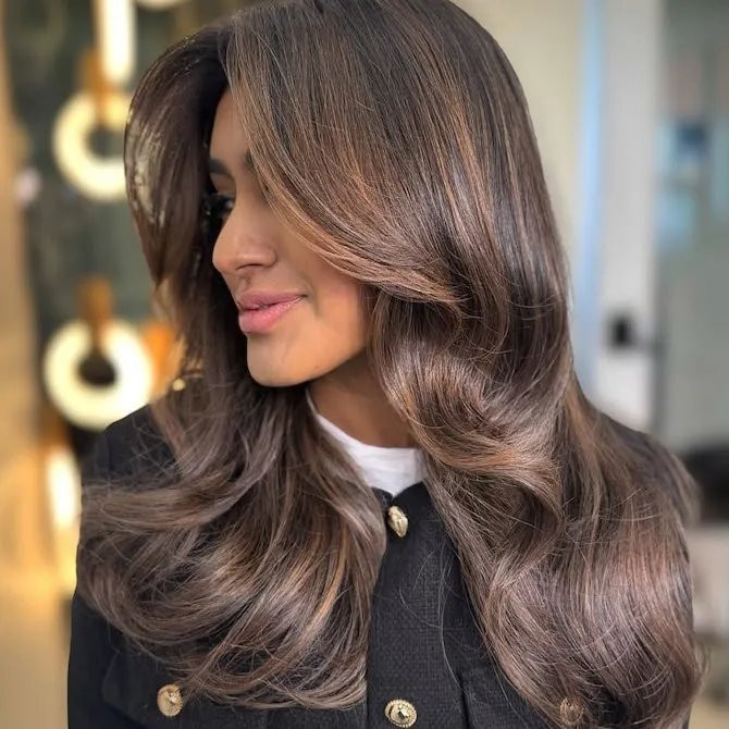 No Bangs Visual Idea — Dimensional Brunette
