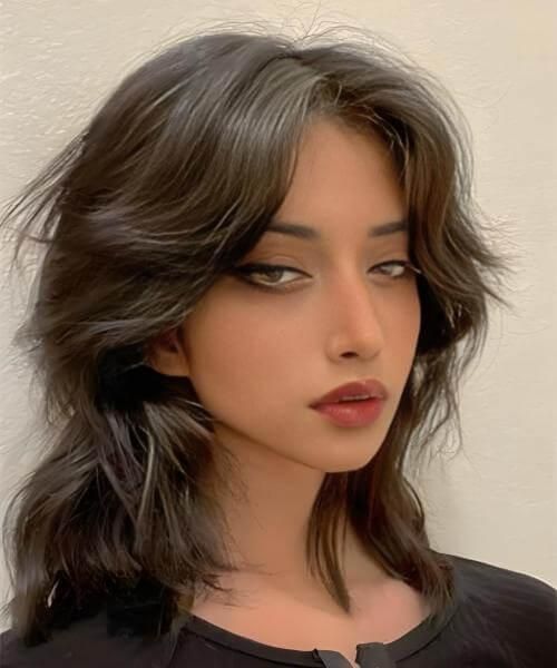 Wavy Wolf Cut With Grey Streaks
