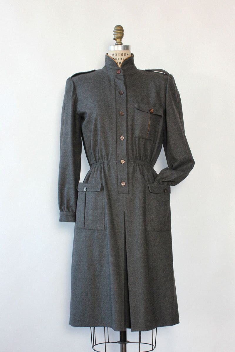 Grey Wool Utility Dress with Multiple Pockets Grey Wool Utility Dress with Multiple Pockets — Utilitarian Outfits
