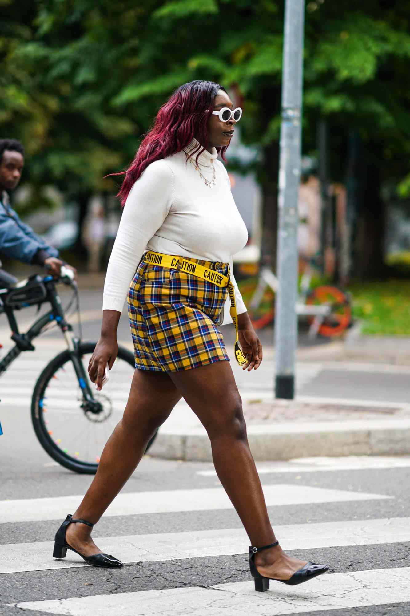 Vibrant Yellow Plaid Mini with Bold Belt Vibrant Yellow Plaid Mini with Bold Belt — Plaid Skirt Outfits