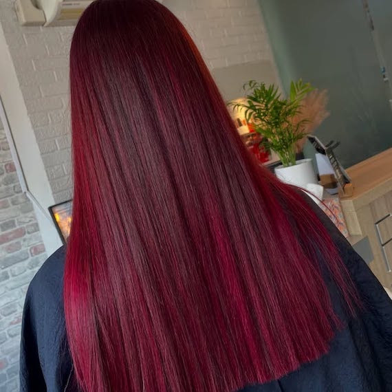 Bright Cherry Red With Subtle Highlights Visual Idea — Cherry Red Hair