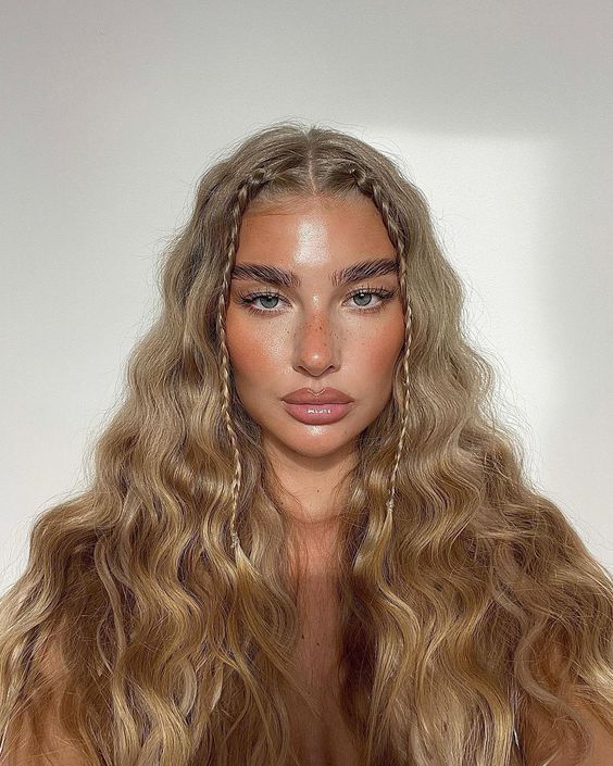 Voluminous Waves with Face-Framing Braids — Y2K Hairstyles