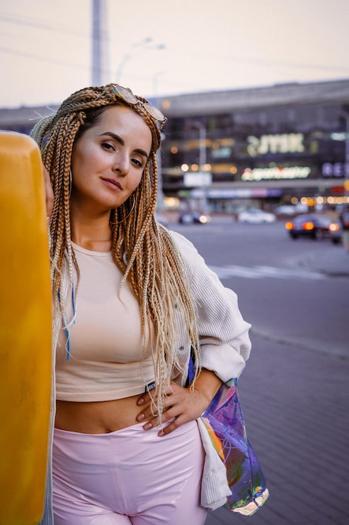 Blonde Braids With Multi-Colored Streaks — Colorful Braids