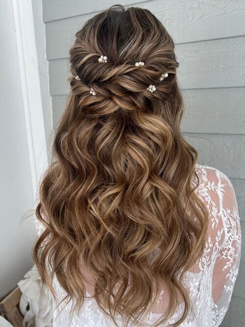 Braided Crown with Pearl Accents — Quinceanera Hairstyles