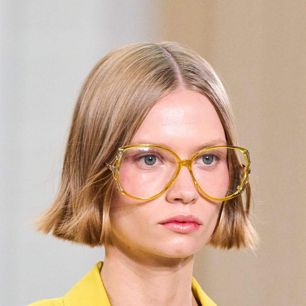 Ear Length Ash Blonde Blunt Bob Ear Length Ash Blonde Blunt Bob — Bob with Glasses