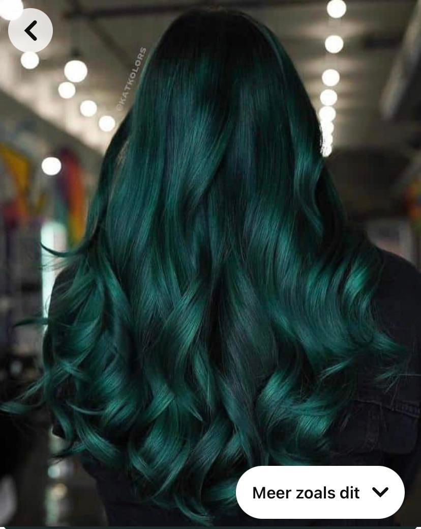 Mid-Back Deep Olive Green Long Layers Mid-Back Deep Olive Green Long Layers — Olive Green Hair