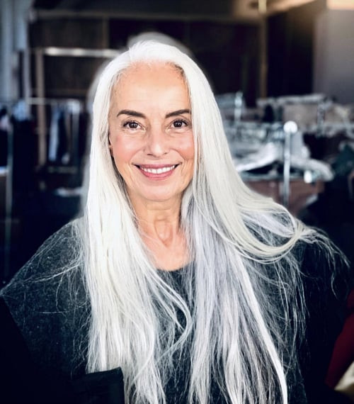 Shoulder To Mid-Back Visual Idea — Long Gray Hair