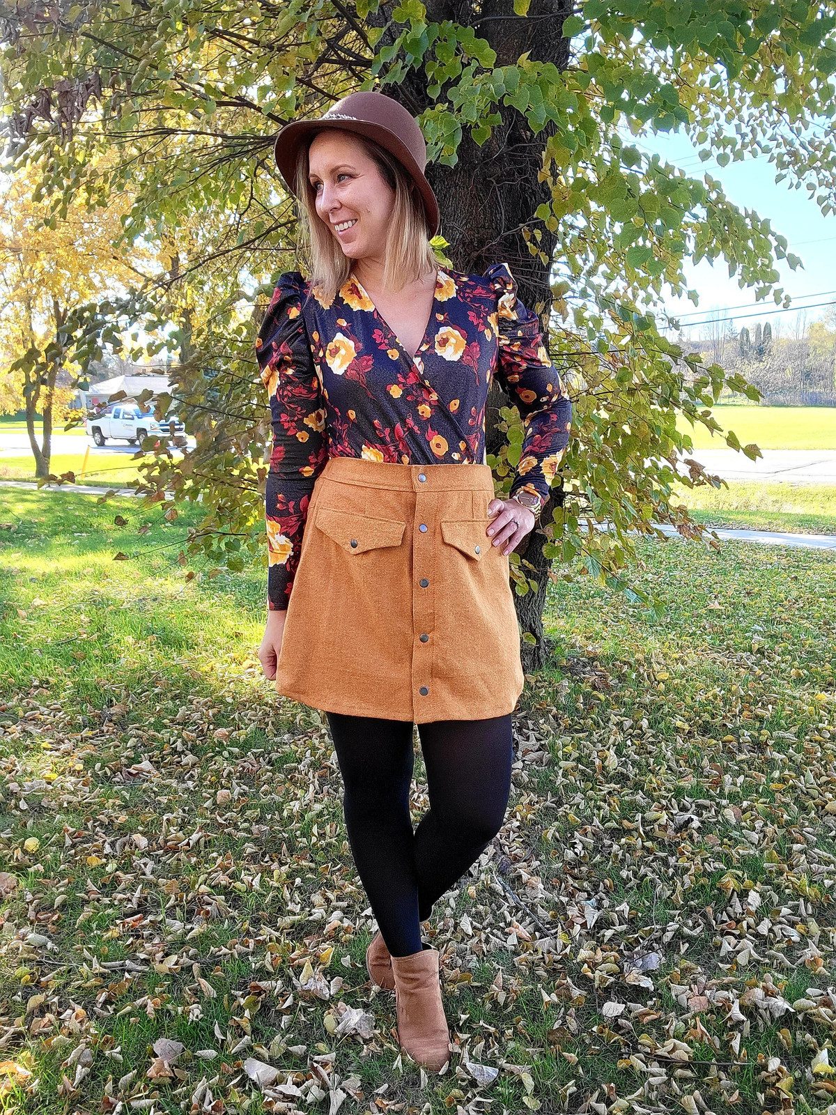 Autumn Ready Orange Button-Front A-Line Skirt — A Line Skirts