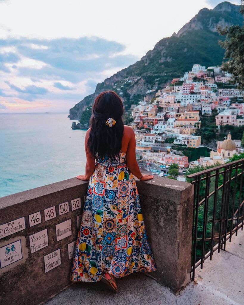 Multicolor Tile Print Maxi Dress for Evening Strolls — Amalfi Coast Outfits
